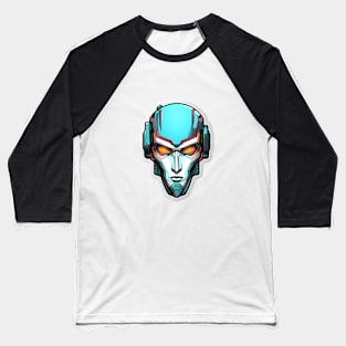 Sleek Futuristic Cyborg Portrait with Icy Stare Baseball T-Shirt